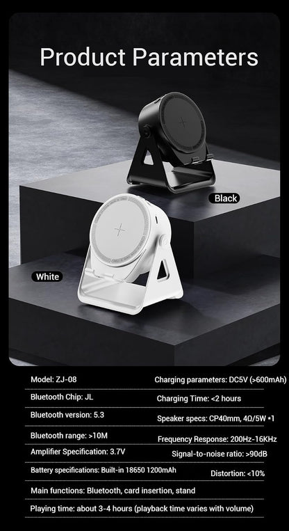 4-in-1 Wireless Charging Bluetooth Speaker & Phone Stand